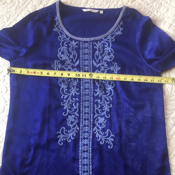Soft Surroundings Safiya Royal Blue Embroidered Tunic Top size Large - Picture 13 of 16